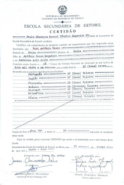 Certificado da 12ª Classe